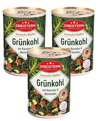   Dreistern Hausmacher Mahlzeit Grünkohl mit Kassler&Mettwurst 3x 400g  