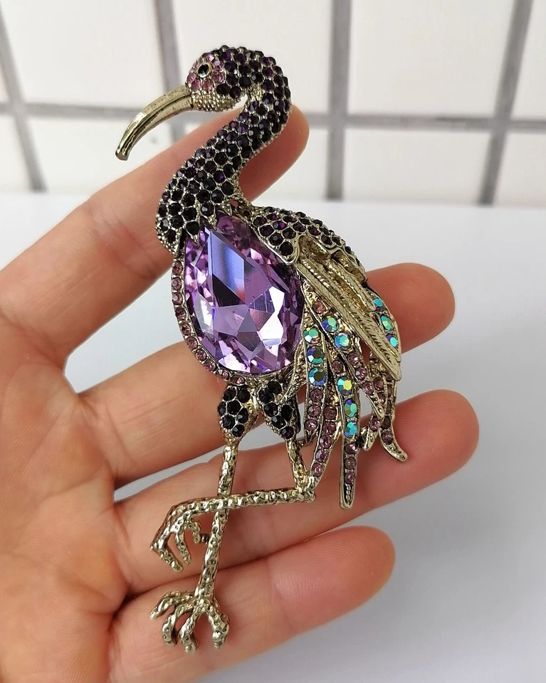 Broche Pin Colgante Flamenco Animal Cristal Austriaco Púrpura 06620C15 Foto 2 de 3