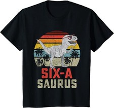 Kids 6 Year Old Dinosaur Birthday 6th T Rex Dino Six Saurus T-Shirt