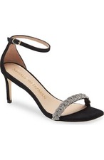  600 Stuart Weitzman Nudistcurve 75 Crystal Ankle Strap Sandal BLACK 8.5 DB31 