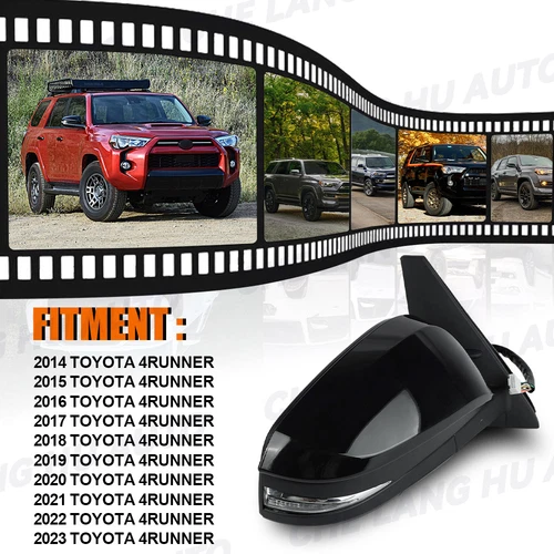 Right Black Mirror For Toyota 4Runner 2014-23 W/ Camera Blind Spot 14 Pins
