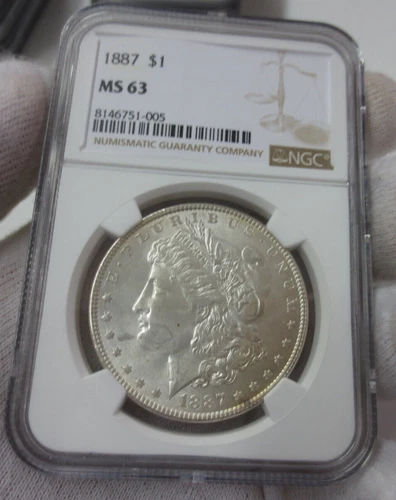 1887P Morgan Dollar NGC MS63 (005) VAM-10A? (Die Breaks from 10 o'clock to 3 o'c