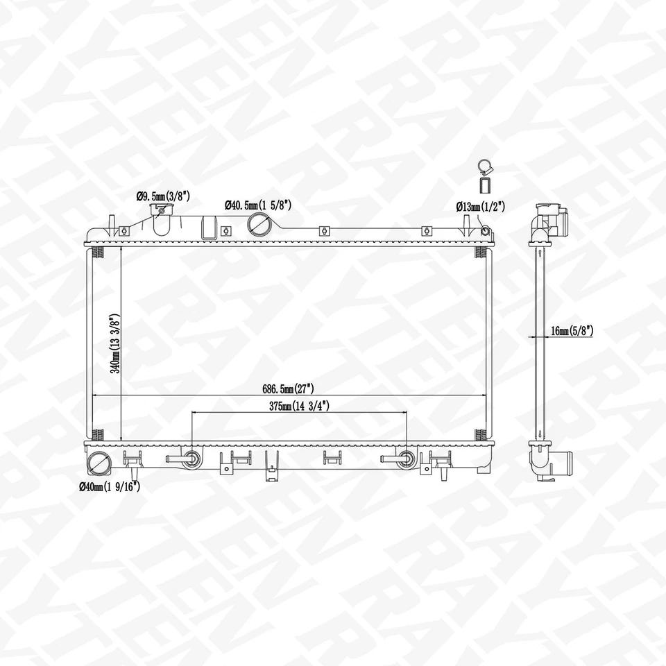 For 2008-2016 Subaru Impreza Forester Radiator Factory Style Aluminum Core 2778 - Изображение 3 из 4