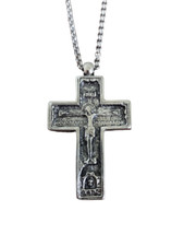 Croce pettorale greco-ortodossa 2 1/4" Mount Athos Design placcata argento 2 ...