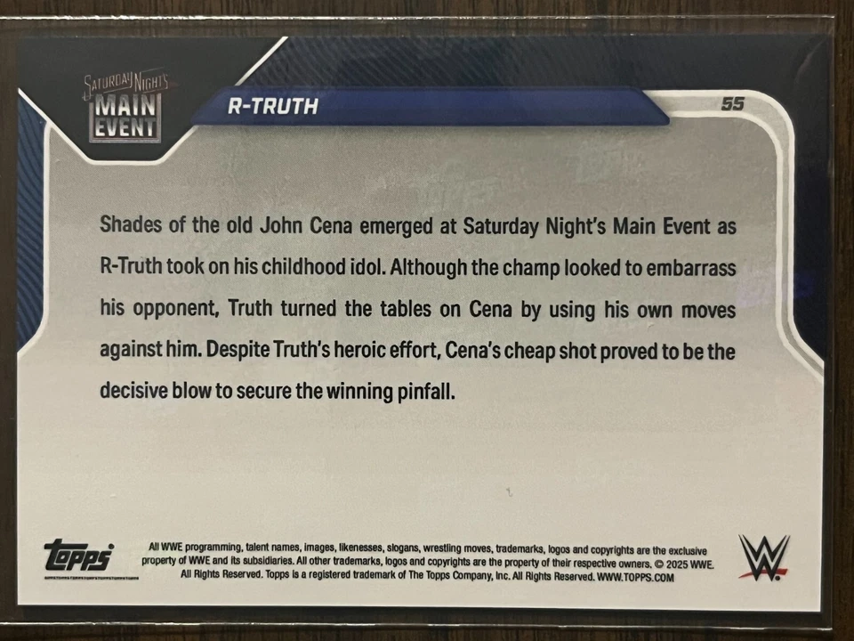 2025 Topps Now WWE #55 R-Truth Saturday Night Main Event - Image 2 of 2
