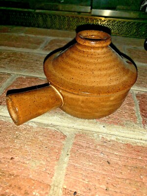 Stoneware Fluted Bowl Dish Pottery Smoke Stack Hooka Pipe Unique Rare 4x7  tw4j