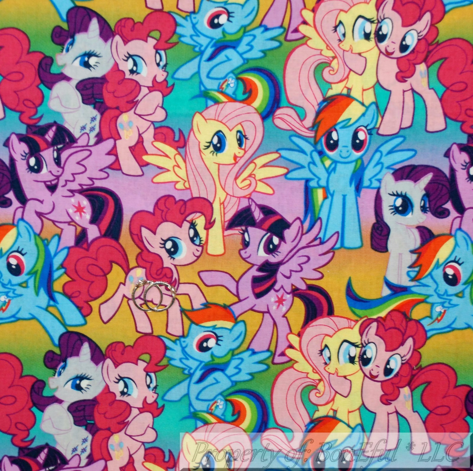 BonEful TESSUTO FQ Trapunta Cotone Rosa Arcobaleno MY LITTLE PONY Abito Ragazza Stella