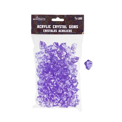 Mega Crafts - 1/2 Pound Acrylic Decorative Ice Rock Cubes - Lavender