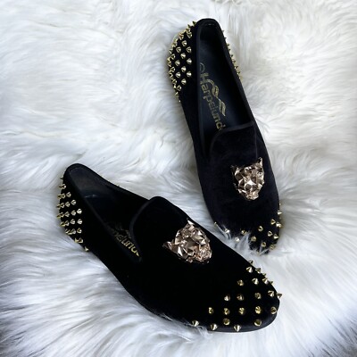 Harpelunde Spikes Velvet Loafers Sz 7 Wedding Shoes Animal  display picture 3