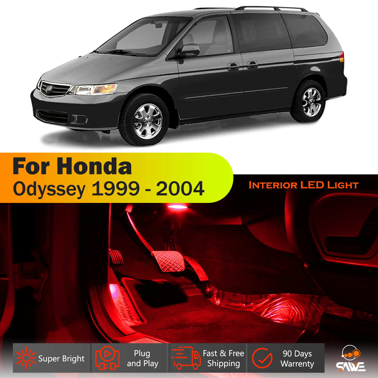 13 x Red LED Lights Bulb Map Interior Package Kit For 1999 - 2004 Honda Odyssey