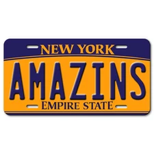 New York Mets AMAZINS Aluminum Vanity License Plate Tag Baseball Blue Gold