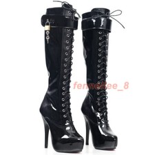 Fetish Platform Boots Women 15cm High Heel Knee-High Lockable Party Dance Shoes