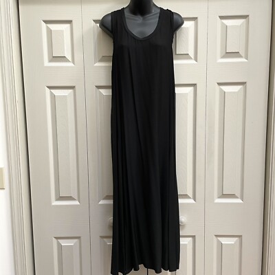 NWOT Helmut Lang Black Silk Sleeveless Racer Nack Raw Edge Maxi Dress Size S