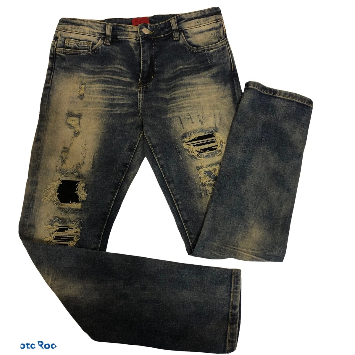 haus of jr Luxury Distressed Denim Jeans Kids Size 14