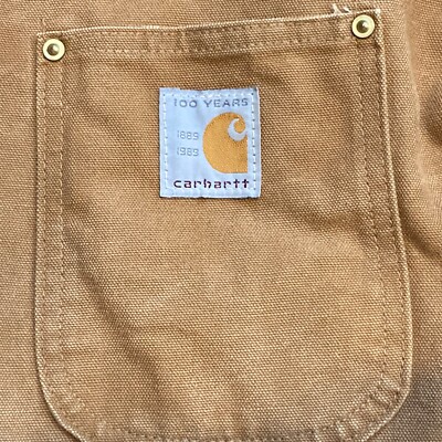 Vtg Carhartt Chore Coat Canvas Jacket 100 Year 1989 Barn Blanket