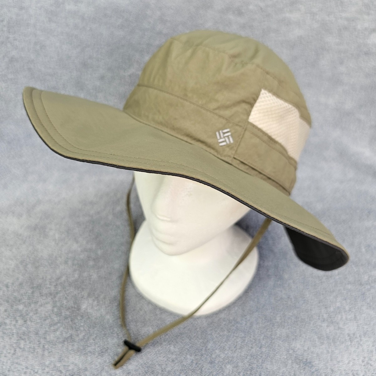 Columbia Bucket Hat Sun Cap Unisex OSFM Beige Brown Vented Shade