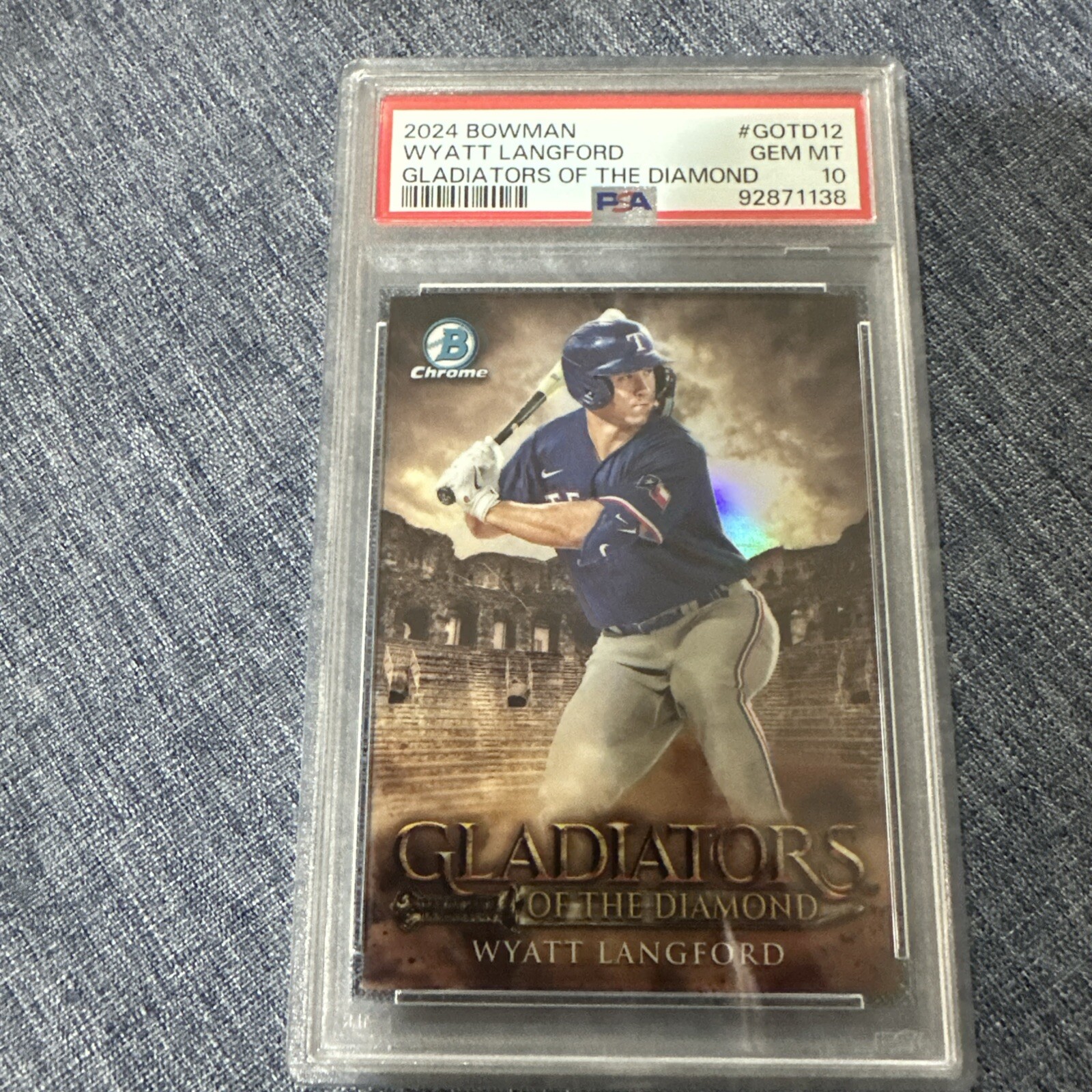 2024 Bowman Chrome Wyatt Langford Gladiators of the Diamond PSA 10 GEM #GOTD-12