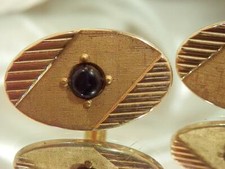 Great Swank Signed Black Onyx Cabochan Vintage 70's Cuff Links 177M0