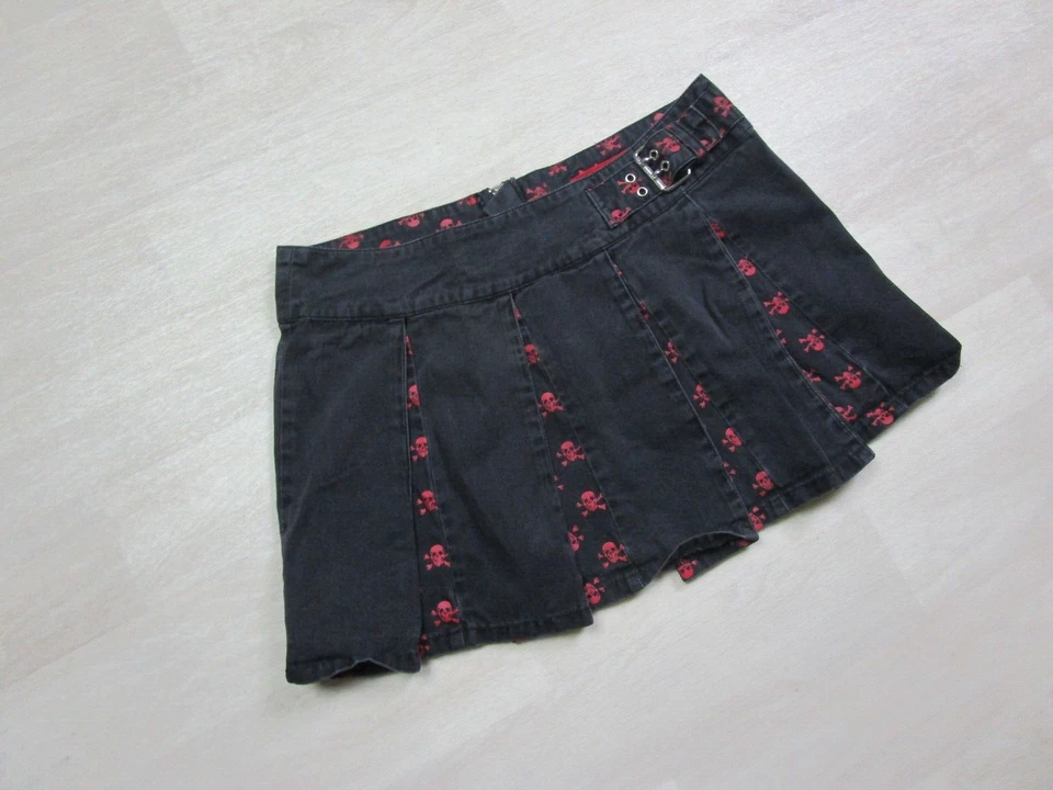 Tripp NYC Sz Large Black Pink Vintage Grommet Punk Mall Goth Pleated Mini Skirt - Image 2 of 4