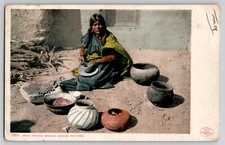 Native American Indian Moki Woman Making Pottery 5511 Vtg Postcard 1907 Detroit