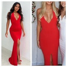 NWT Nookie Maxi Dress Red Illegal Gown Halter Sleeveless size S