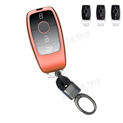 Rose Gold TPU Full Protect Smart Key Fob Cover Chain For Mercedes-Benz C E S SLC