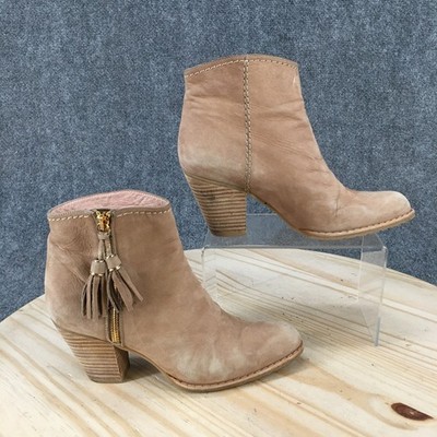 Stuart Weitzman Boots Womens 6.5M Prancing Tassel Zip Ankle Bootie Brown Leather