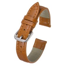 Leather Watch Bands 15mm Quick Release Cowhide Straps 4pcs Spring Pin Pale Brown