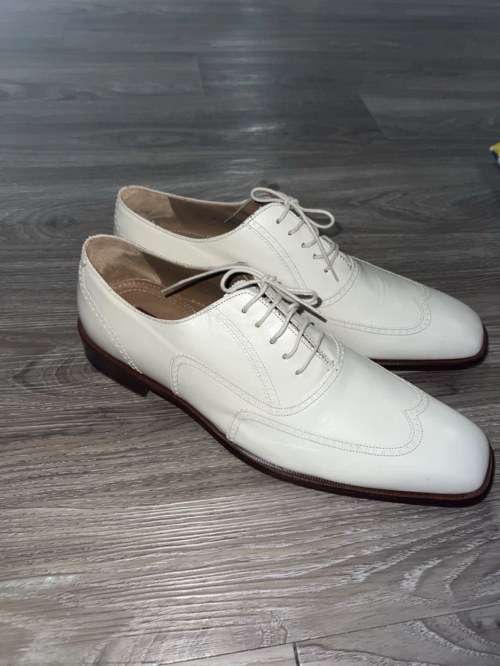 Zapatos de vestir Mezlan para hombre, talla 13B, blancos, con cordones hechos en España Foto 3 de 4