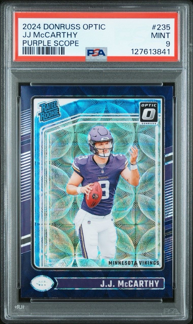 2024 Panini Donruss Optic JJ McCarthy Rookie Purple Scope PSA 9 MINT #235