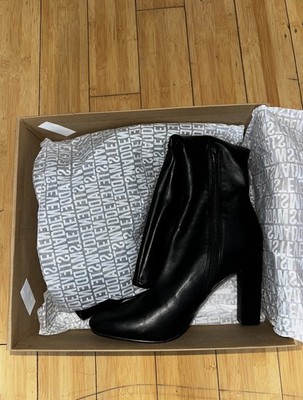 Steve Madden ARIA-W Black Knee High Women's Boots Almond Toe Zip Synthetic
