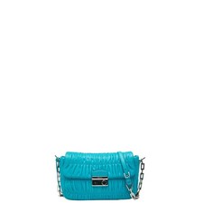 Prada Nappa Gaufre Leather Shoulder Bag Women Blue One Size