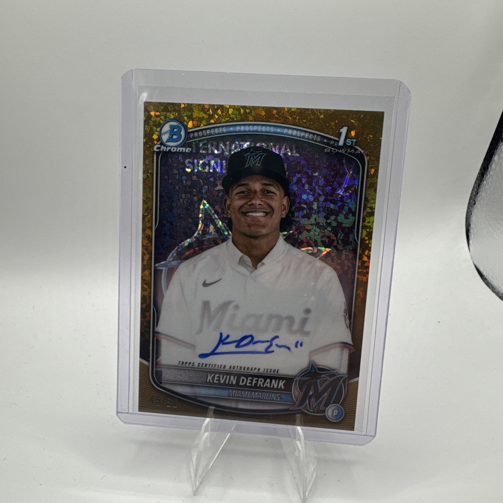 2025 Bowman Chrome Kevin Defrank Gold Shimmer Auto /50 1st Bowman