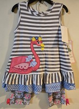 Rare Editions Sz 4 Girls 2 Pc Sleeveless Flamingo Tunic Outfit/ Leggings NWT