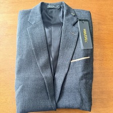 WULFUL Men's Gray Solid Notch Lapel Single-Breasted Two-Button Blazer