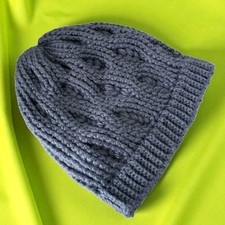 Chunky Hand-Knitted Unisex Winter Cap Beanie Blue NWOT