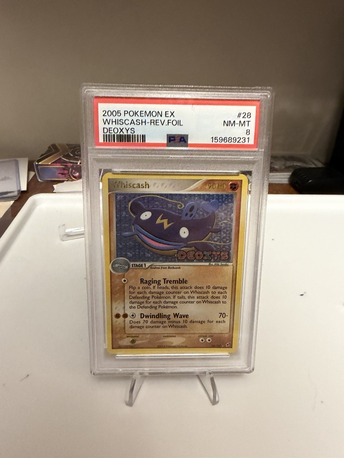 WHISCASH - REV FOIL HOLO - PSA 8 - 2005 POKEMON EX DEOXYS - #28