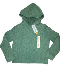 Cat & Jack Girls S (6-7) Ocean Green Ribbed Hooded Sweatshirt Pullover