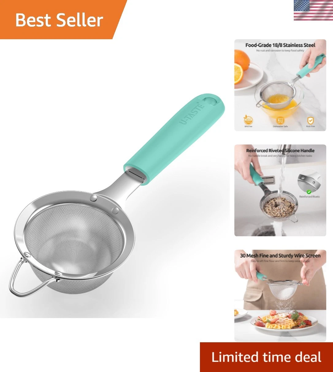 Small Fine Mesh Strainer: 18/8 Stainless Steel 3.35in 30 Mesh Kitchen Food Si...
Opens in a new wind