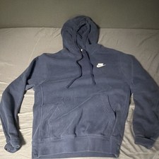 Nike Men's Blue Fleece Pullover Hoodie Logo Drawstring Pockets XS
