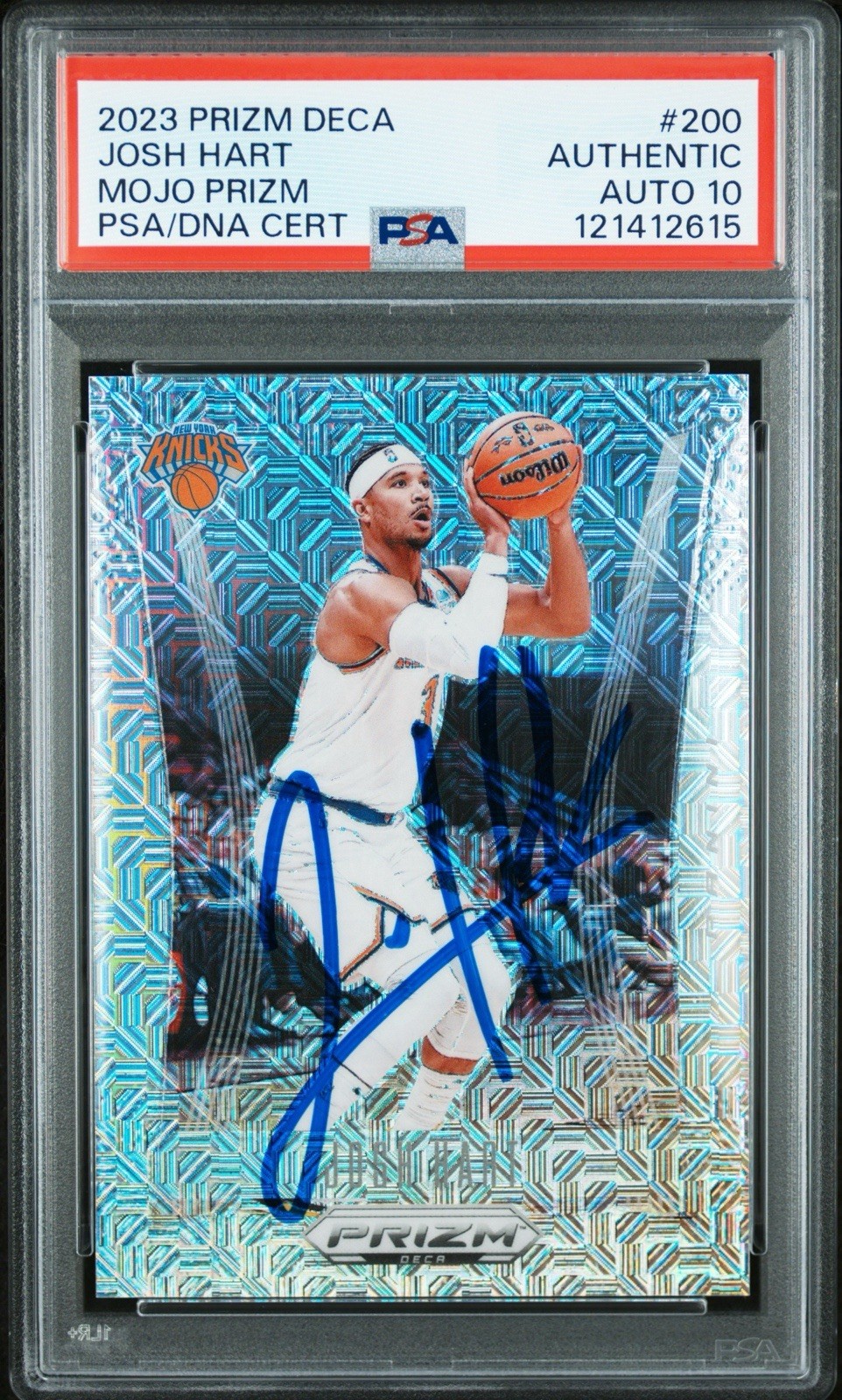 2023 Prizm Josh Hart Signed Mojo Refractor Card /25 Knicks Auto PSA DNA 10 Auto view 1