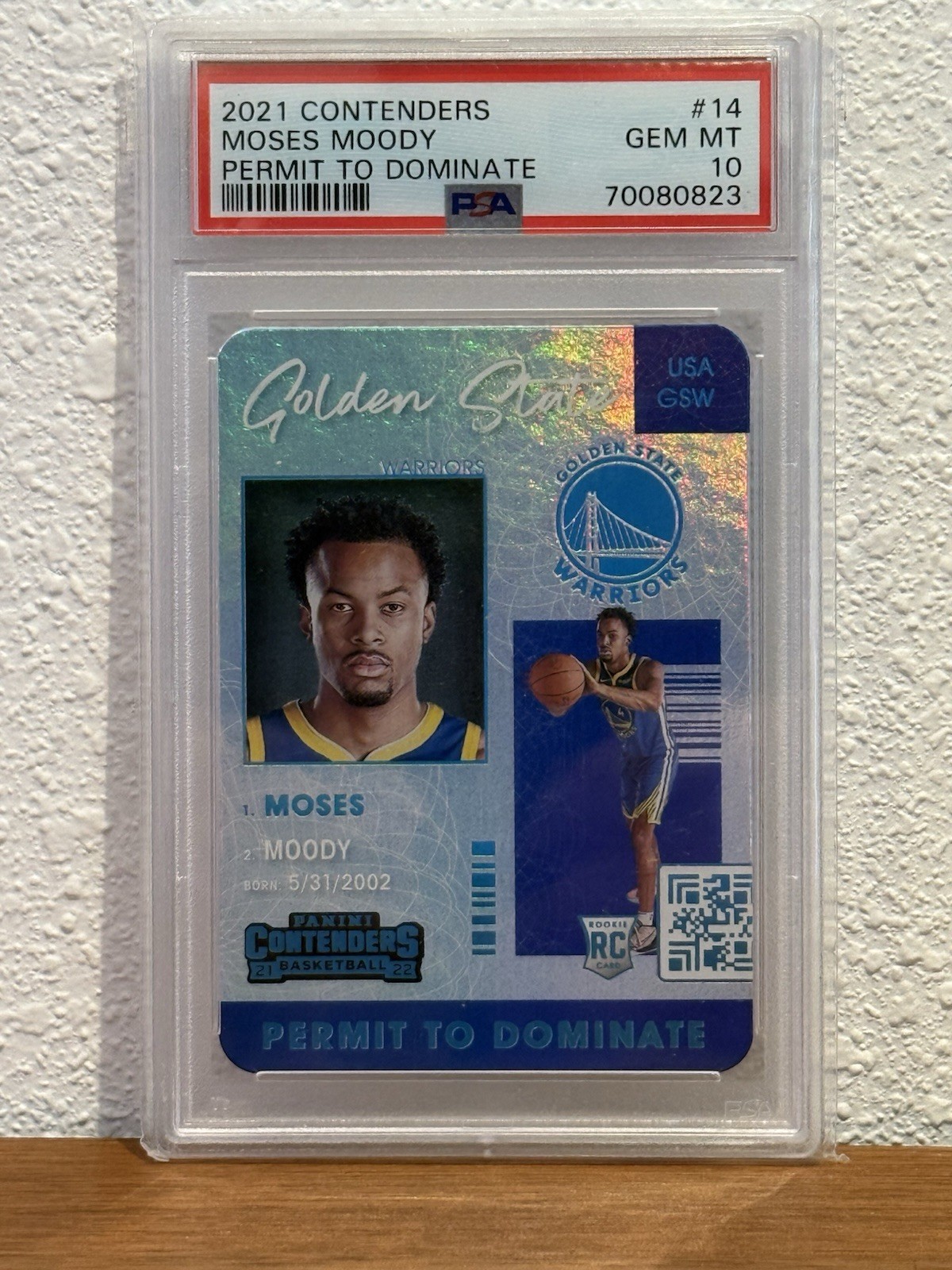 2021 Moses Moody Contenders Permit To Dominate RC CASE HIT PSA 10