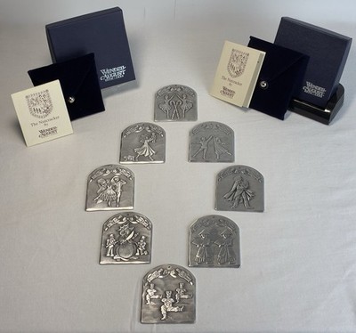 Vtg Wendell August Nutcracker Ornaments Fine Pewter Limited Ed x8 w/ 2 Boxes