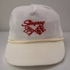 Vintage Corvette Stingray Snapback Hat White Rope Bill Racing Flags Taiwan