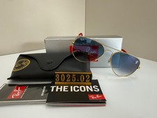 Ray Ban RB3025 Aviator Pilot Sunglasses Gold Frame Blue Gradient Lens 58mm