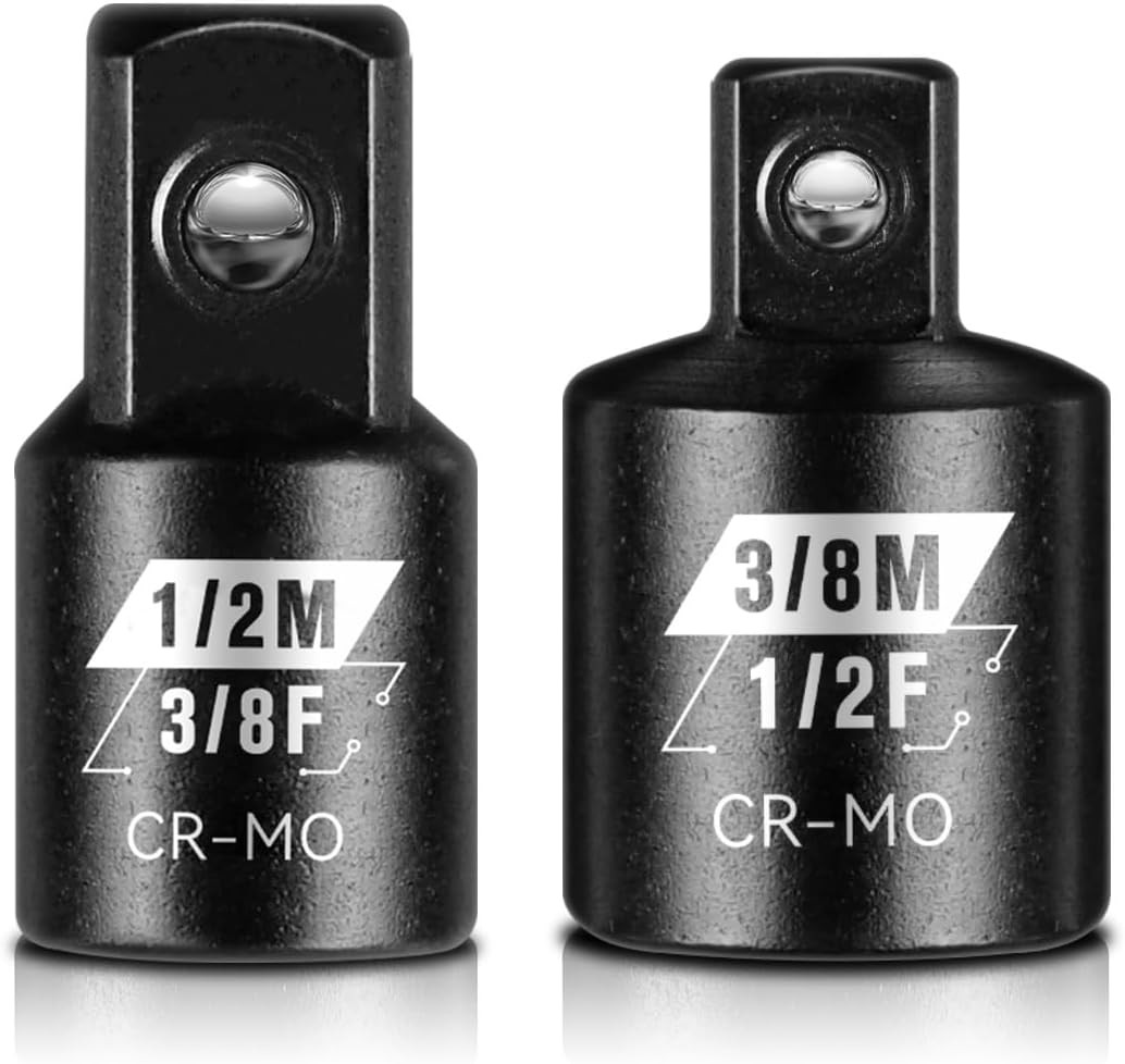 2PCS Impact Socket Adapter and Reducer Set, 3/8" to 1/2" & 1/2" to 3/8" Socket A