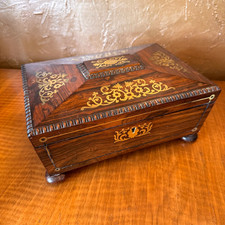 E TURNER ANTIQUE COROMANDEL WOOD & BRASS SEWING BOX NEEDLE CASE WILLIAM FORBES