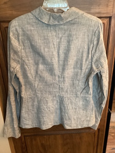 CABI Style# 215 Womens Sz 10 GREY/BLUE BLAZER LINEN COTTON BLEND LS - Bild 3 von 4