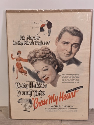 1946 Cross My Heart Advertisement Betty Hutton Sonny Tufts