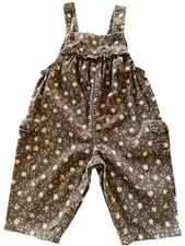 Vtg Carters Baby Floral Bubble Romper Overalls Brown Corduroy 9 Months